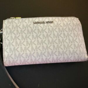 Michael Kors Monogram Wristlet in Cream